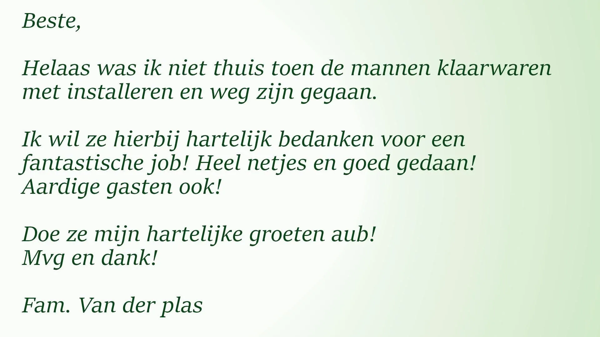 Fam. Van Der Plas Fam. Van Der Plas